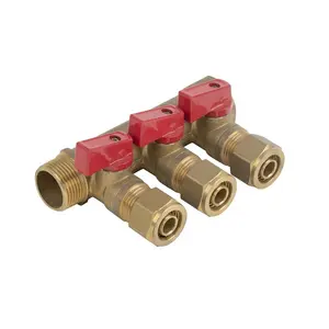 Forged brass water valve Underfloor heating manifold