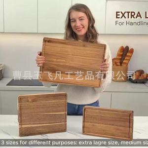 Acacia <b>Wood</b> Cutting Board Set Rectangle 3pcs Multifunction Kitchen Chopping <b>Blocks</b> Natural Color - Product Image 4