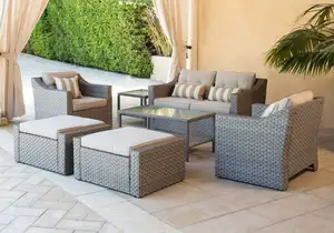 All Weather Patio Lounge Furniture 6pcs Outdoor Sectional Patio Furniture Dining Table And Chair