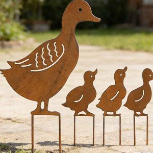 Décoration de jardin en acier corten, motif famille de canards rectangulaire, éolienne extérieure, ornement de pelouse, décoration de cour – Grande Vente - Product Image 4