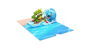 3D <b>Pop</b> <b>Up</b> Stitch Surfing <b>Card</b> D.i.s.n.e.y Lilo & Stitch Ocean Wave Birthday Greeting <b>Card</b> Wholesale - Product Image 2