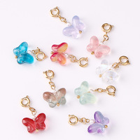 Gradient Color Butterfly Glass Pearl Beads Charms avec fermoirs à ressort pour la fabrication de bijoux DIY Custom Butterfly Charms Accessories