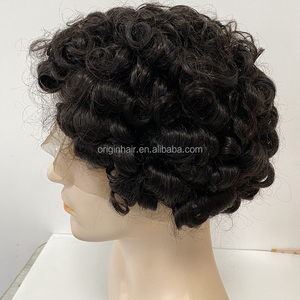 Sistema di sostituzione dei capelli indiani in pizzo 360 ondulato, parrucca completa in monofilamento nera naturale, toupet per <span class=keywords><strong>uomo</strong></span> - Product Image 2