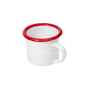 6 onzas. Taza de esmalte en blanco de sublimación con taza de esmalte personalizada de borde coloreado - Product Image 5