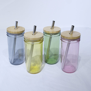 <strong>Mason</strong> <strong>Jar</strong> Glass <strong>Tumbler</strong> With Bamboo Lids and Straws for Juice Milk Tea - Product Image 5