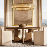 Lustre en cristal de luxe américain, hauteur réglable, finition dorée, éclairage LED pour salon, chambre, restaurant - Moderne et personnalisé