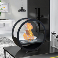 Cheminée d'intérieur semi-circulaire en métal à bioéthanol, modèle OEM/ODM, mini foyer de table à flamme réelle, chauffage à brûleur intégré, vente chaude