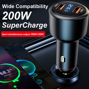 EONLINE ที่ชาร์จแบตในรถแบบ Dual Port <span class=keywords><strong>200W</strong></span> USB,ที่ชาร์จในรถยนต์พร้อมหน้าจอแสดงแรงดันไฟฟ้า2 QC3.0 USB-A 100W 66W SuperCharge สำหรับ Huawei Honor <span class=keywords><strong>VIVO</strong></span> OPPO Xiaomi - Product Image 5