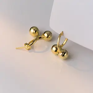 Trendy Fine Jewelry Earings 925 Sterling Silber Runde Kugelform 18 Karat vergoldet Einzigartige Statement Ohr stecker für Frauen