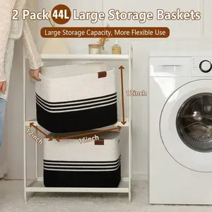 Wholesale 2 Pack 44L Cotton Rope Blanket Basket For Organizing For Closet Large Storage Baskets Toy For Storage Basket