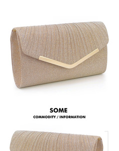 Factory Wholesale Elegant Envelope <b>Clutch</b> Purse Women's Flap Handbags Glitter Ruched Evening Bag for <b>Wedding</b> Prom Party - Product Image 5
