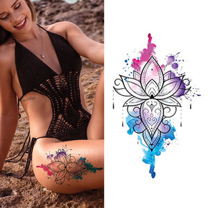 Tatuaje de brazo de larga duración para hombres y mujeres, pegatinas de tatuaje temporal de <span class=keywords><strong>Henna</strong></span> coloridas seguras no tóxicas - Product Image 1