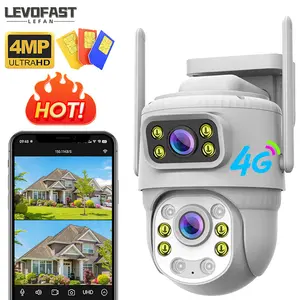 LEVOFAST 2MP 4MP V380 Caméra étanche WIFI 4G à double objectif Caméra de surveillance extérieure Surveillance IP Caméra réseau