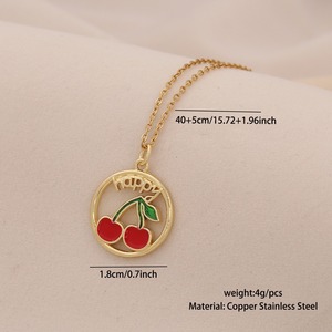 Moda carina 18K oro placcato in acciaio inox zircone frutta ciliegia fragola collana pendente per donne gioielli regalo impermeabile - Product Image 6