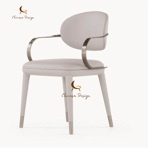 Luxury Beige Large Oval Matte <b>Brown</b> Stainless Steel Legs <b>Dining</b> <b>Chair</b> Set for Villa Home Mansion Furniture - Product Image 2