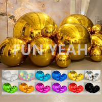 Ventes chaudes, ballon gonflable réfléchissant en PVC doré coloré pas cher, boule de Noël gonflable, boule miroir gonflable, ballon miroir sphérique