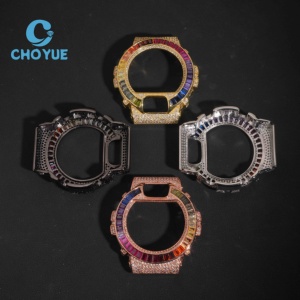 Custom Made New Design Color Rose Gold 925 Silver DW6900 Copper Zircon <b>Watch</b> Bezel - Product Image 3