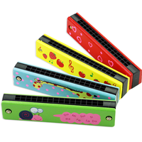 High Quality 16 Holes Kids Mouth Organ & Harmonica Cute Educational Toy Wood & Plastic Musical Instrument