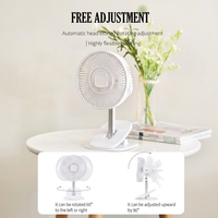 Ventilateur de table extérieur portable rechargeable USB en plastique avec lumière, mini ventilateur électrique rotatif à clipser avec télécommande
