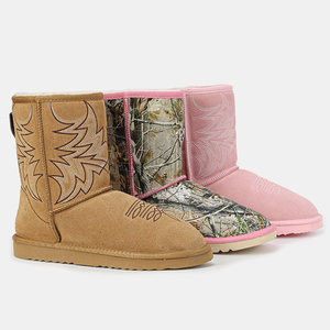 Giày bốt nữ mùa đông ấm áp bằng lông cừu Úc kiểu dáng trung bình, chất liệu len lông cừu - Product Image 1