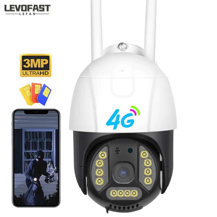 LEVOFAST 무선 실외 보안 카메라 지원 4G-SIM 카드 적외선 카메라 PIR 동작 감지 보안 카메라