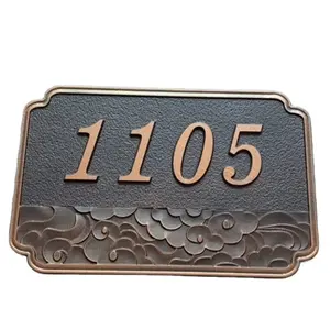 Alta qualidade Vintage Bronze Metal Material personalizado Vintage ferro fundido casa números casa endereço placa sinal
