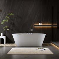 Baignoire autoportante moderne en acrylique blanc pour salle de bain d'hôtel avec fonction massage, design portable et drain intégré