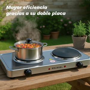 Piano Cottura Elettrico Doppio Ehp 218inox 3000W in Acciaio Inox con 5 Livelli di Potenza per Uso Domestico - Product Image 3