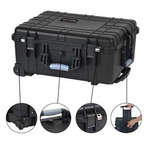 MJ5013 Black <strong>Large</strong> Plastic Toolcase Carry <strong>on</strong> IP67 Waterproof Instrument Equipment Carrying Plastic Hard <strong>Tool</strong> Case with <strong>Wheels</strong> - Product Image 5