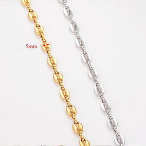 Bijouterie personnalisée, collier en acier inoxydable plaqué or 18 ct, argent, chaîne large et épaisse avec <span class=keywords><strong>boucle</strong></span>, collier pour hommes avec <span class=keywords><strong>nez</strong></span> <span class=keywords><strong>de</strong></span> cochon haricot - Product Image 2