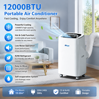 Nuovo Condizionatore d'Aria Portatile 4-in-1 da 12000BTU (Raffreddamento/Riscaldamento/Deumidificazione/Ventilatore) a Frequenza Fissa 220-240V 50Hz Classe Energetica