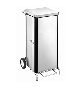 Commercial Mobile Waste Bag Trolley with Pedal Lid Heavy-Duty 100L Mobile Waste Bin Trolley for Hotel & Restaurant Supplies - Product Image 2