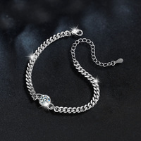 Bracelet bulle exclusif transfrontalier en tungstène et moissanite pour femme, design de niche luxe léger, chaîne cubaine plaquée rhodium