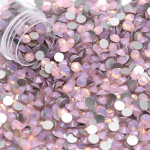 普通的刻面条子背部Preciosa粉色蛋白石水钻平背非热固定玻璃水钻宝石用于美甲Diy
