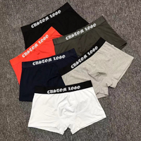 Caleçons Boxers Classiques pour Hommes avec Logo Rouge, Gris et Blanc, Bande Élastique, Sous-vêtements Masculins 95% Coton 5% Spandex
