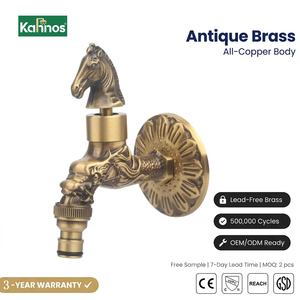 KAHNOS Decorative Brass Faucet Modern Wall-Mounted Single-Handle <b>Brushed</b> Gold Bathroom Outdoor Cold Water Touch Sensor 3-Year - Product Image 1