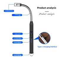 Briquet USB à long manche DEBANG, coupe-vent, rechargeable, sûr, pour cuisine, bougies, cigarettes, vente directe usine, coffret cadeau