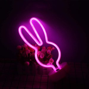 <span class=keywords><strong>Lampe</strong></span> <span class=keywords><strong>néon</strong></span> de bureau USB/à piles, <span class=keywords><strong>rose</strong></span>, couleur unique, en forme de lapin, pour la décoration de salon et de la maison - Product Image 2