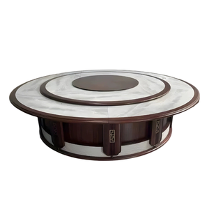 Table Ronde avec <span class=keywords><strong>Centre</strong></span> Rotatif pour Événements Fête Ensemble Rond en Bois avec Chaises, Table à Manger avec 8 Chaises - Product Image 3