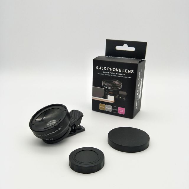 Hottest Mobile Accessories Gift Manual Focus Two Sets 37mm 0.45x Wide Angle Macro Travel Lens Kit for All Smartphones