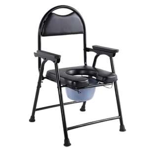 Chaise d'aisance portable en aluminium dos pour personnes âgées handicapées haute capacité de charge chaise de toilette domestique blanc/noir adultes - Product Image 3