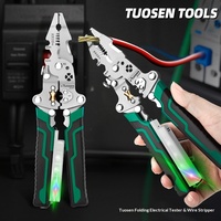 Pince à dénuder multifonction certifiée CE pour usage domestique, pince à bec effilé pour électricien, testeur de tension, couleurs vert/noir/argent