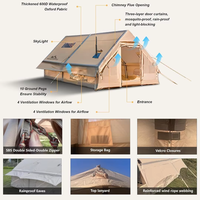 Tente de camping familiale durable en toile de coton de 12 mètres carrés, résistante aux intempéries, réfléchissante au soleil, à double couche