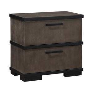 Comodino Bicolore Marrone e Nero con 2 Cassetti, Arredamento Moderno Industriale per Camera da Letto - Product Image 2