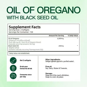 Pure Oil of Oregano 6000mg with Black Seed Oil Softgels 300 Capsules Antioxidant <b>Herbal</b> <b>Supplement</b> Oil of Oregano Capsules - Product Image 4