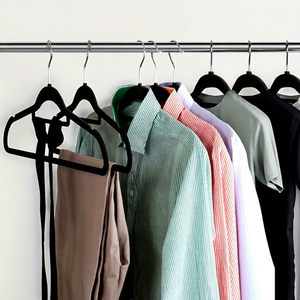 Black Non Slip Velvet <b>Hangers</b> Heavy Duty Coat <b>Hangers</b> 360 Degree Rotatable Hook Tie Bar Closet Storage - Product Image 1
