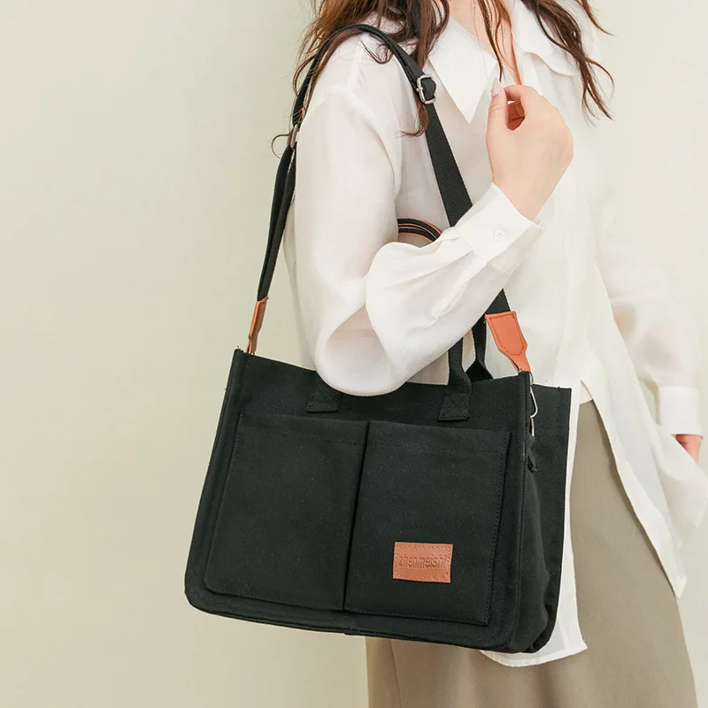 Ladies Retro Canvas Casual Shoulder Bag - Large Capacity