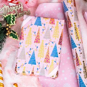 Custom Pink Tree Snowflake Coated <b>Wrapping</b> <b>Paper</b> for Christmas Gifts Christmas Gift Packaging <b>Paper</b> for Party DIY Decoration - Product Image 1