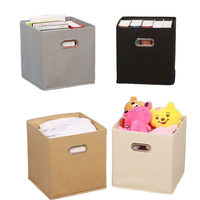 Boîte de rangement pliable rectangulaire en tissu non tissé avec poignées en anneau argenté, directement de l'usine, pour l'organisation des placards de style nordique