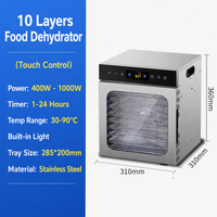BanMo 10 Trays Roestvrijstalen Voedseldroger Machine Digitale Touch Control 400W 220V/110V Fruitdroger 24H Timer 30-90C